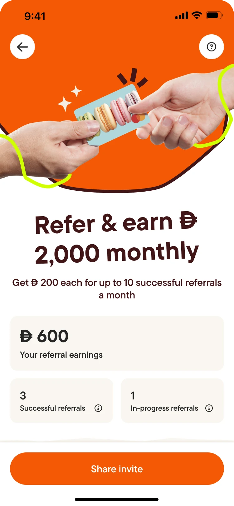 Referrer earnings tracker — real-time referral status and reward progress