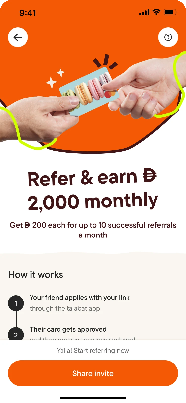 Refer & Earn landing page seen by the incoming referee